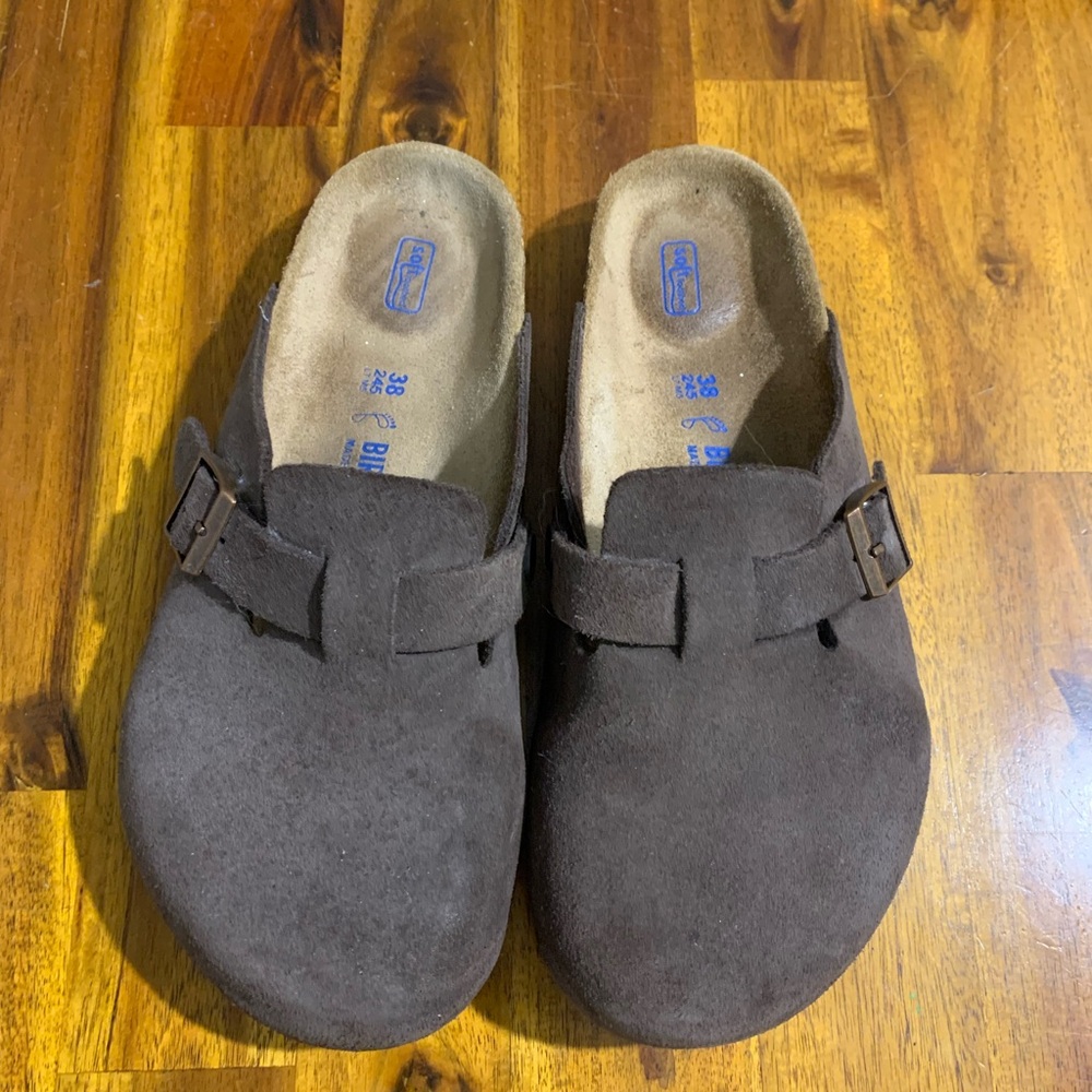 Birkenstock Dark Brown Suede Clogs